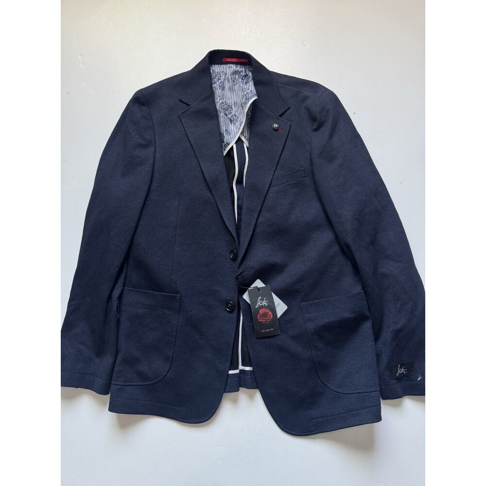 Suitor 4 Way Stretch Slim Fit Jacket Blazer Size 42R Navy Blue